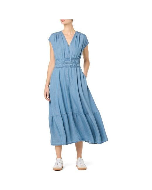 Joe's Jeans Blue Cap Sleeve Chambray Maxi Dress