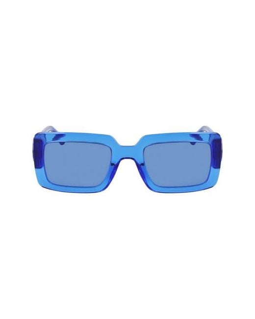 Longchamp Blue 53Mm Rectangular Sunglasses