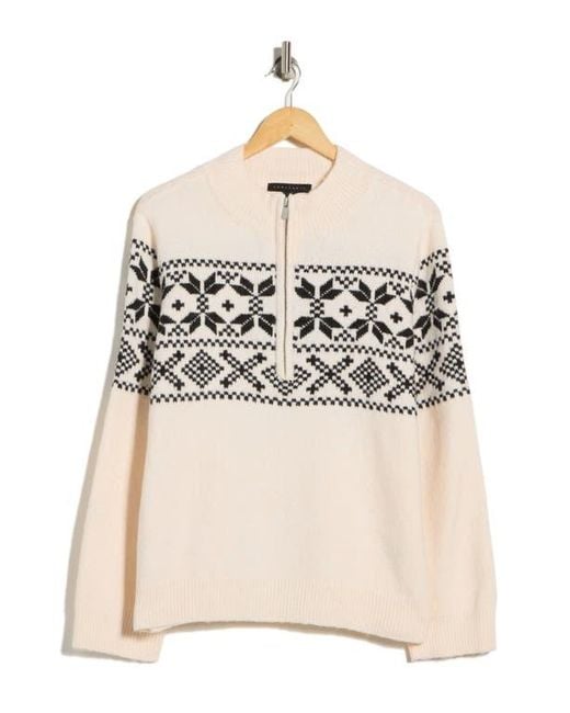 Sanctuary Natural Fair Isle Half Zip Sweater
