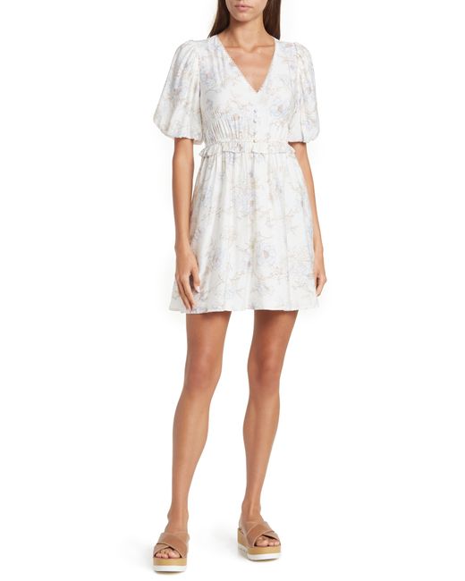 Blu Pepper Floral Puff Sleeve Minidress in White Lyst