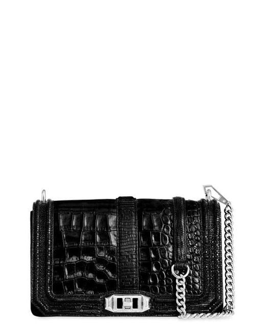 Rebecca Minkoff Croc Embossed Leather Crossbody Bag in Black Lyst