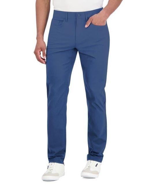 Ben Sherman Blue Solid 4-Way-Stretch Tech Golf Pants for men
