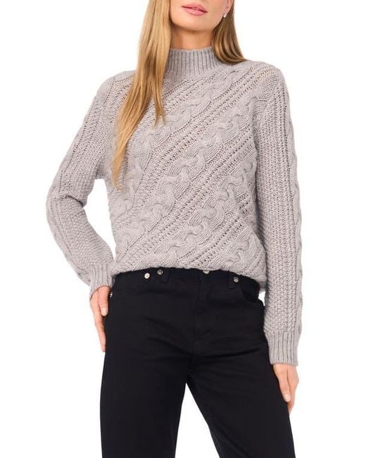 Halogen® Multicolor Diagonal Cable Mock Neck Sweater