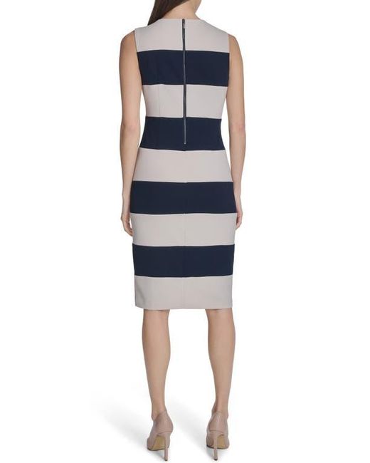 Calvin Klein Blue Stripe Sleeveless Sheath Dress