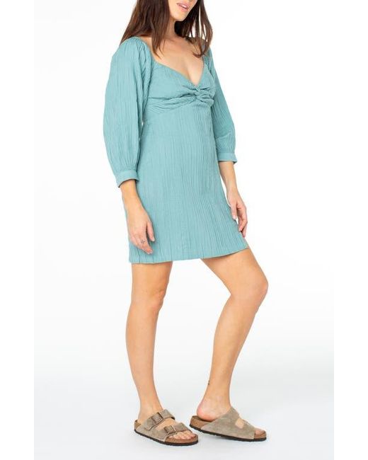 Roxy Blue Moonlight Shores Long Sleeve Babydoll Dress
