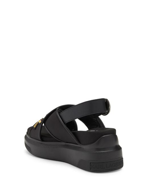 Karl Lagerfeld Black Trella Slingback Platform Wedge Sandal