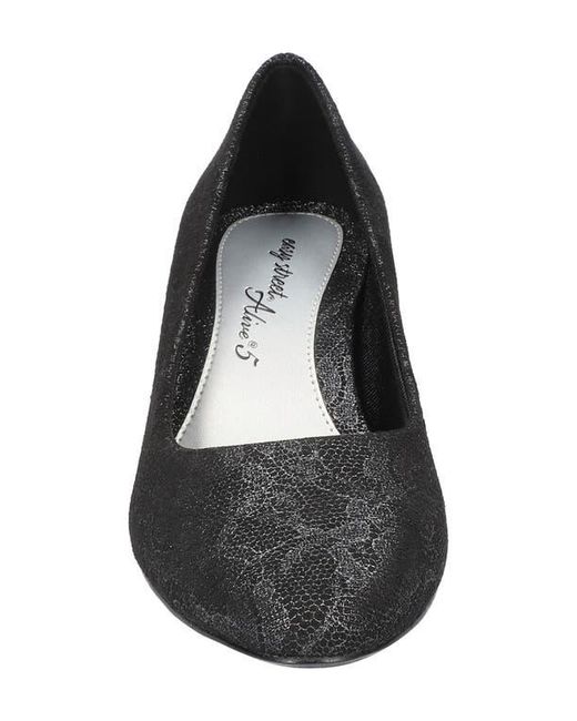 Easy Street Black Lace Kitten Heel Almond Pumps