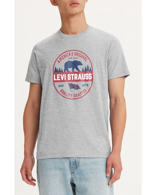 Levi's Gray Cotton Crewneck Graphic T-shirt for men
