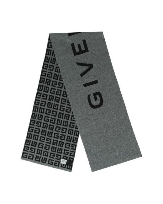 Givenchy Gray Double Face 4G Wool & Cashmere Scarf for men