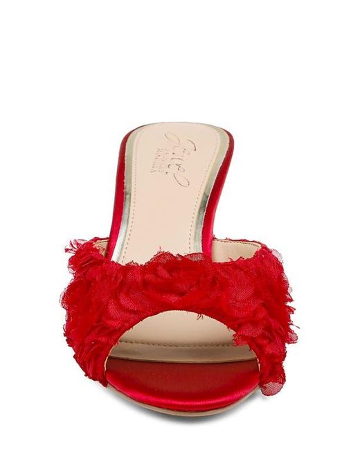 Badgley Mischka Red Scarlet Mesh Flower Sandal