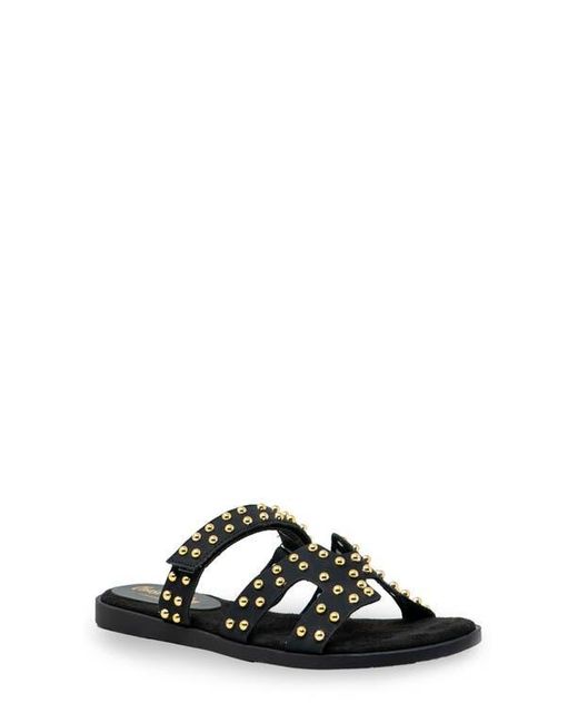 In Touch Footwear Black Khari Studded Slide Sandal