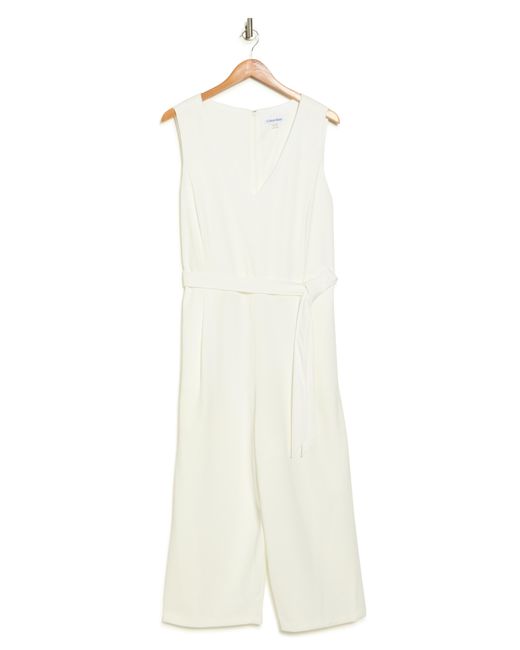 Calvin Klein Tie Waist Jumpsuit in White Lyst