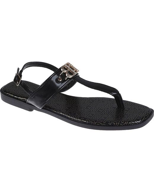 Bebe Black Logo Toe Post Sandal