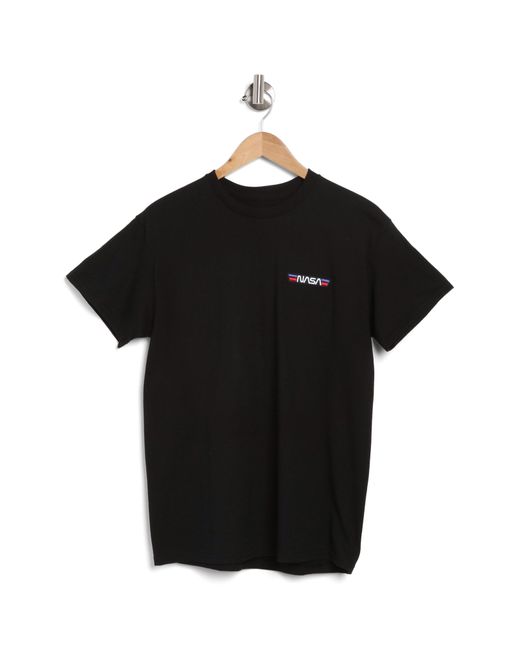 Retrofit Black Nasa Stripe Patch Cotton T-shirt for men