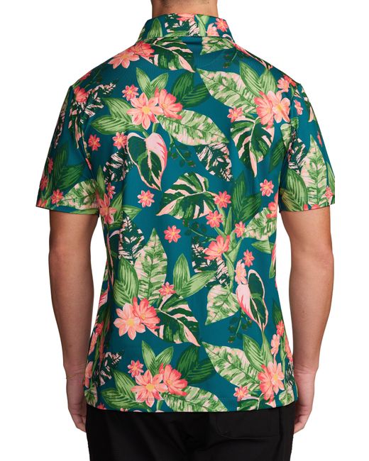 BAD BIRDIE Green Floral Performance Golf Polo At Nordstrom for men