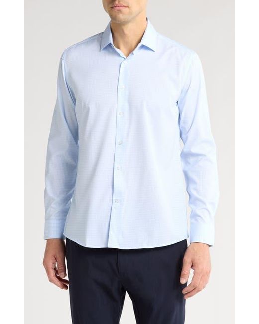 Tom Baine Blue Slim Fit 4-Way Stretch Performance Button-Down Shirt for men