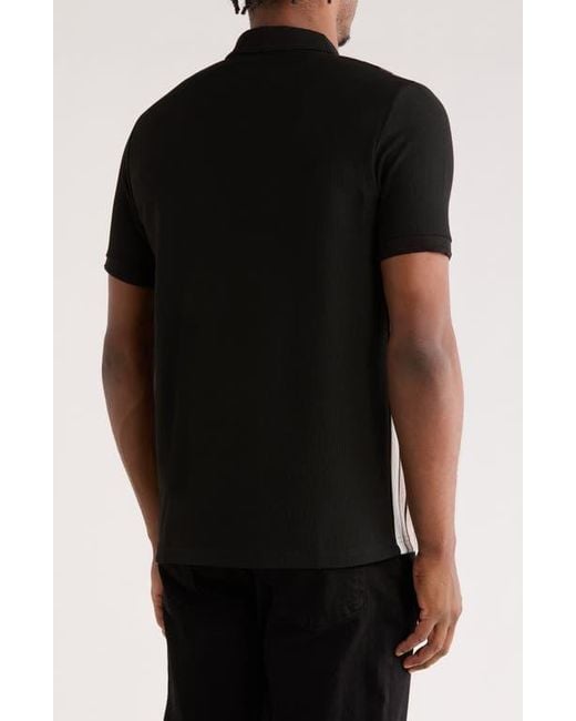 Cactus Man Black Vertical Stripe Knit Zip Polo for men