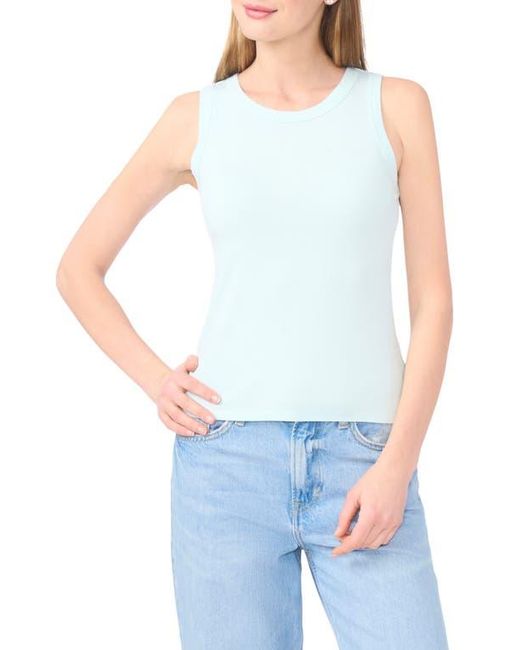 Halogen® Blue Fitted Ribbed Tank Top