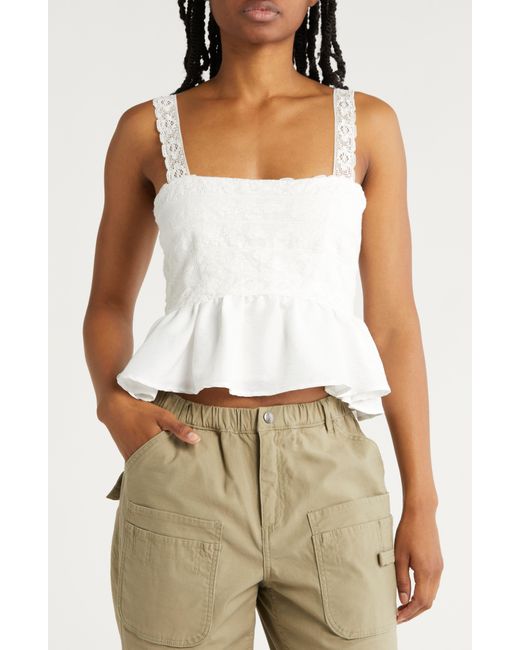 Lulus White Lovely Afternoon Peplum Top
