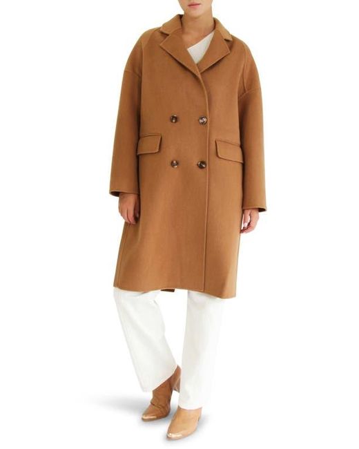 Belle & Bloom Brown Amnesia Oversize Double Breasted Wool Blend Coat