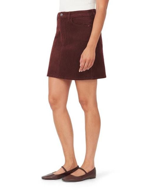 Kensie Red High Waist Corduroy A-Line Skirt