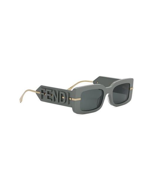 Fendi Gray Graphy 51Mm Rectangular Sunglasses