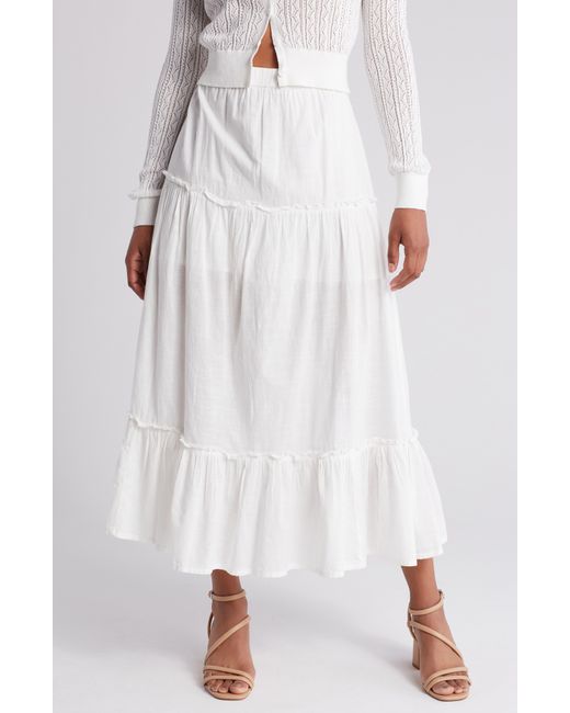 Abound White Cotton Tiered Maxi Skirt