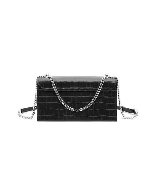 JW PEI Black Jade Croc Embossed Crossbody Bag