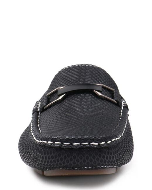 Aston Marc Black Textured Faux Leather Bit Loafers for men