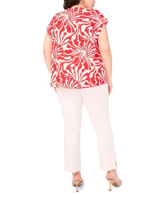 Vince Camuto Red Split Neck Cap Sleeve Top