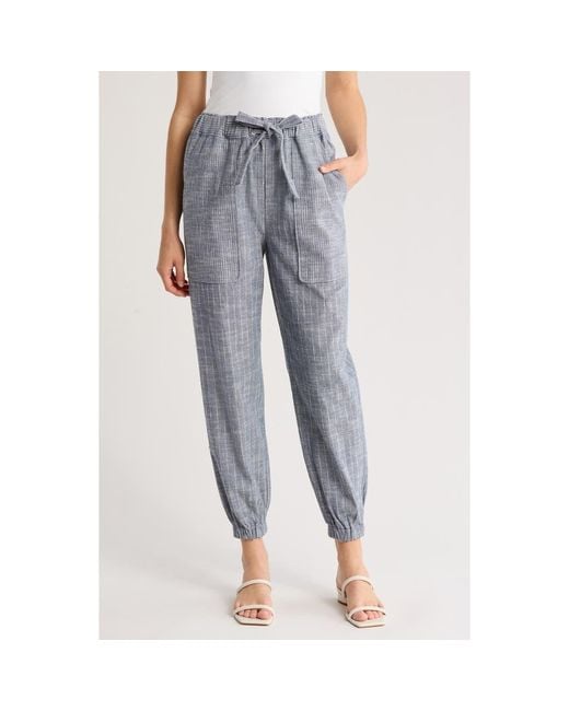 Ramy Brook Blue Emerald Pinstripe Joggers