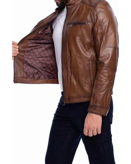 VELLAPAIS Brown Soft Leather Jacket for men