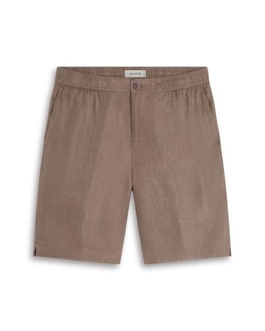 Bugatchi Brown Trent Drawstring Linen Shorts for men