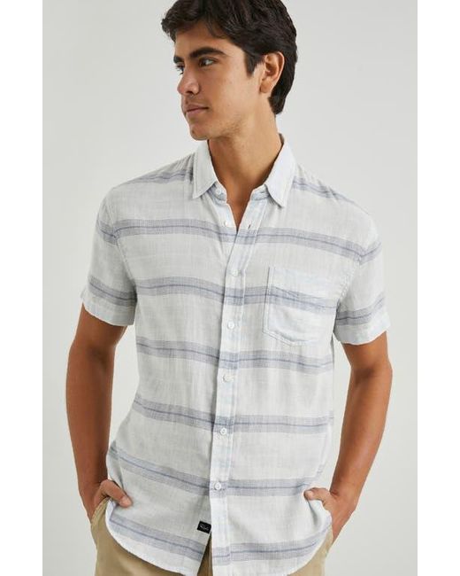 Rails White Fairfax Stripe Short Sleeve Cotton Button-Up Shirt for men