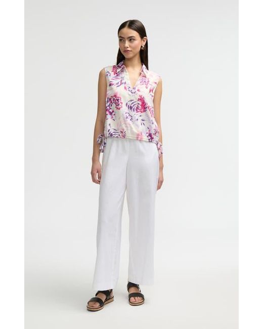 NVLT White Sleeveless Drawstring Hem Top