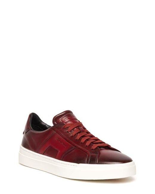 【関税&送料込】Santoni Sneakers Red $695 New Authentic Santoni Brick Red Suede Luxury Low Top