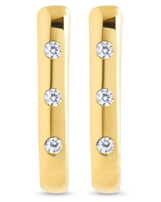 Sterling Forever Metallic Casey Cubic Zirconia Rectangular Hoop Earrings
