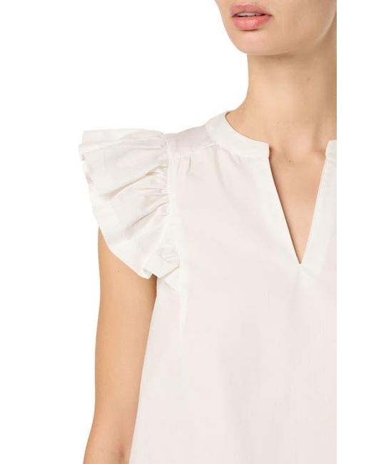 Joe's Jeans Blue Split Neck Flutter Sleeve Top