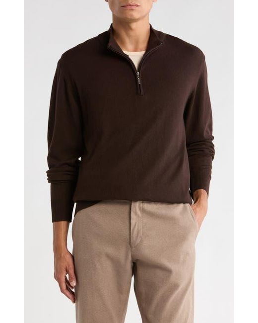 T.R. Premium Brown Slim Fit Quarter Zip Sweater for men