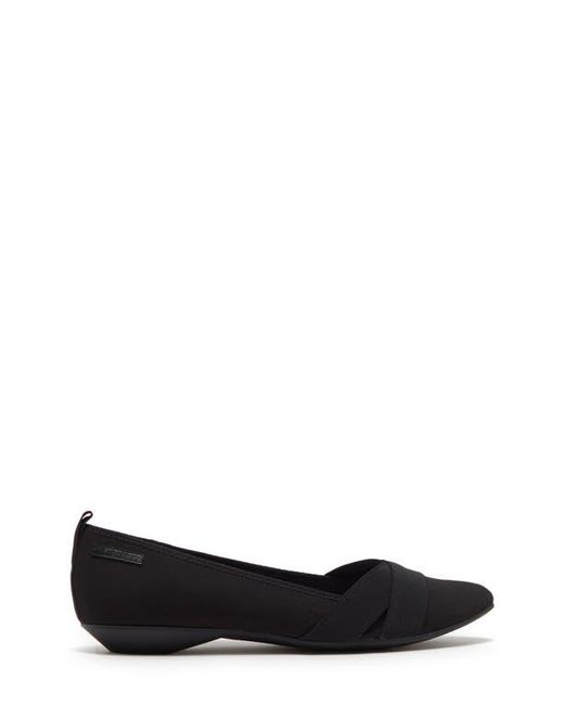 Anne Klein Black Crisscross Strap Pointed Flats