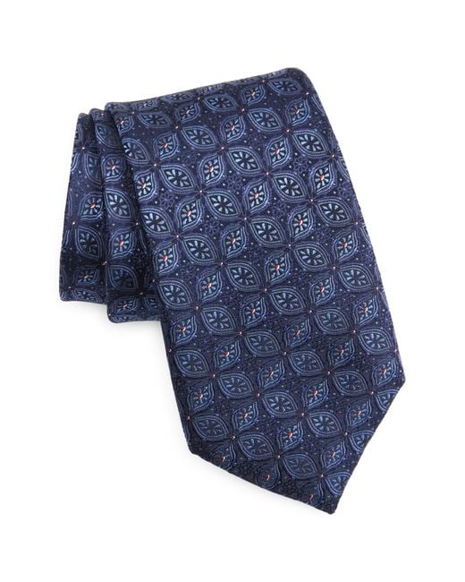 Duchamp Blue Medallion Silk Tie for men