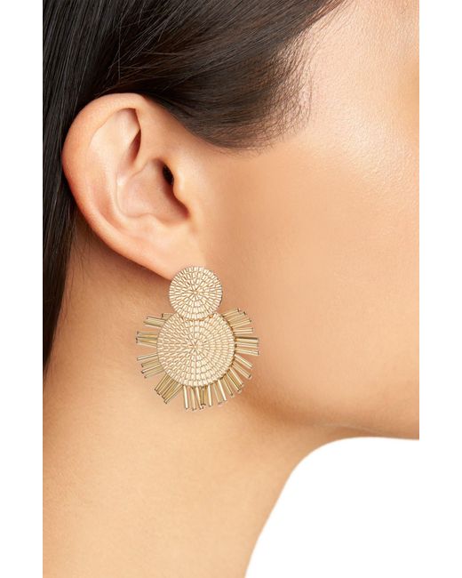 BaubleBar Metallic Textured Circle Drop Earrings