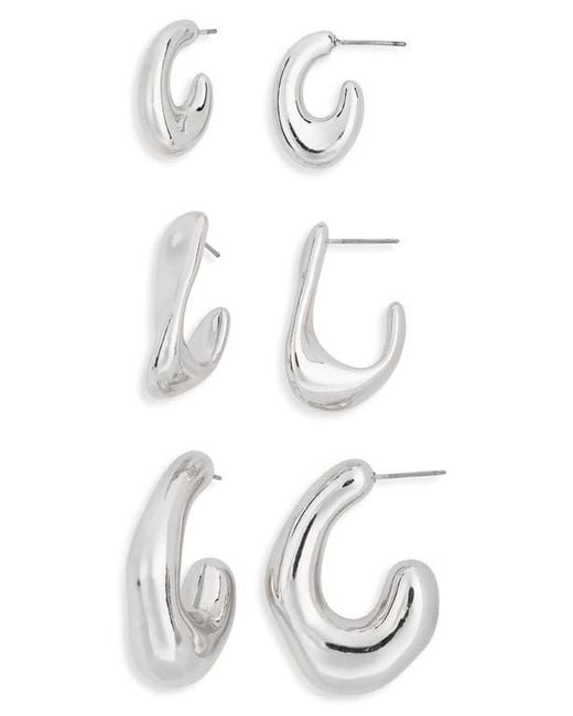 Tasha White Set Of 3 Twirl Hoop Earrings