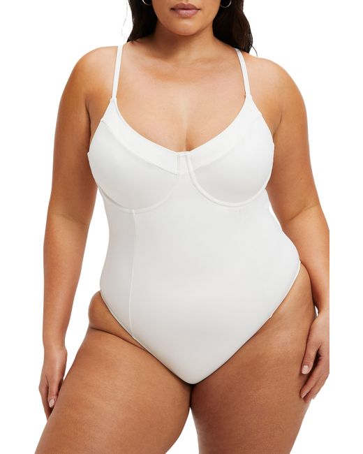 GOOD AMERICAN White Scuba Show Off One-piece Swimsuit
