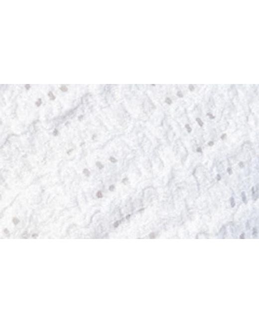Beivy White Open Knit Puff Sleeve Crop Top