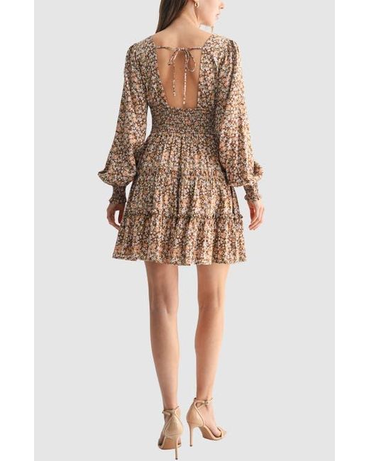 Lush Natural Long Sleeve Ruffle Minidress