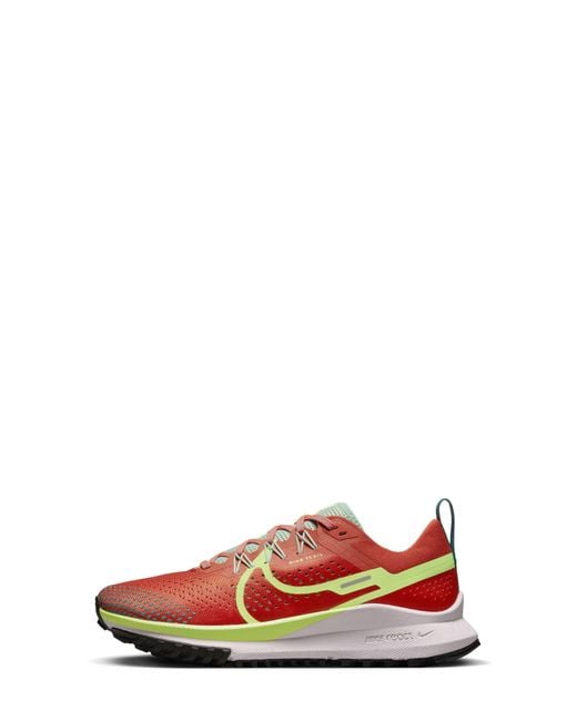 Nike Red React Pegasus Trail 4 Running Shoe