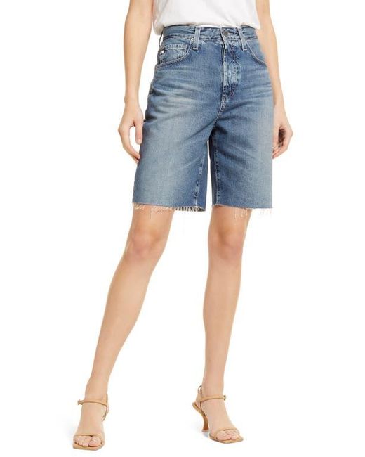AG Jeans Blue Kerah Raw Hem Denim Shorts