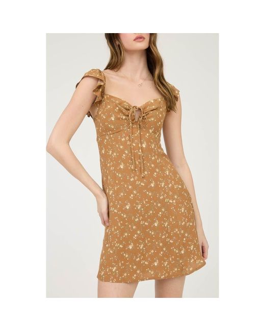 Blu Pepper Natural Floral Flutter Cap Sleeve Minidress