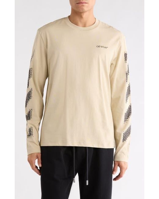 Off-White c/o Virgil Abloh Natural Pixel Diagonal Skate Long Sleeve T-Shirt for men